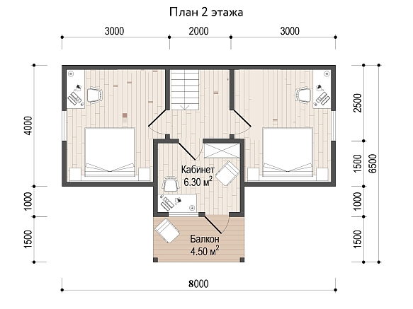 Дом из бруса 7.5х8. фото